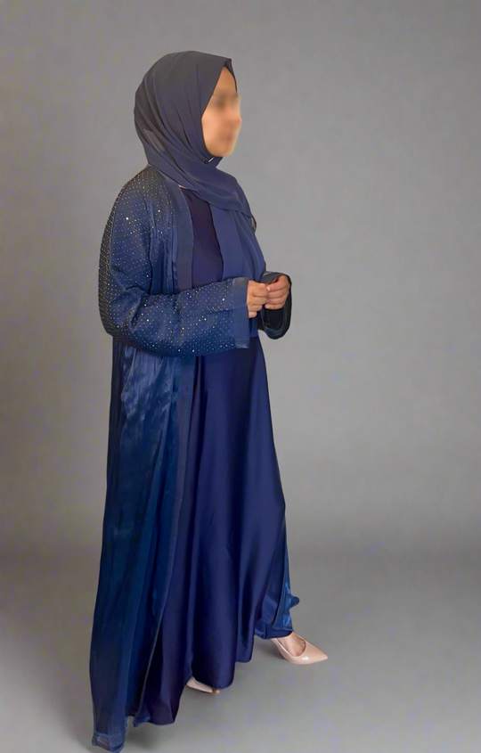 Raaina Organza Abaya Set in Blue