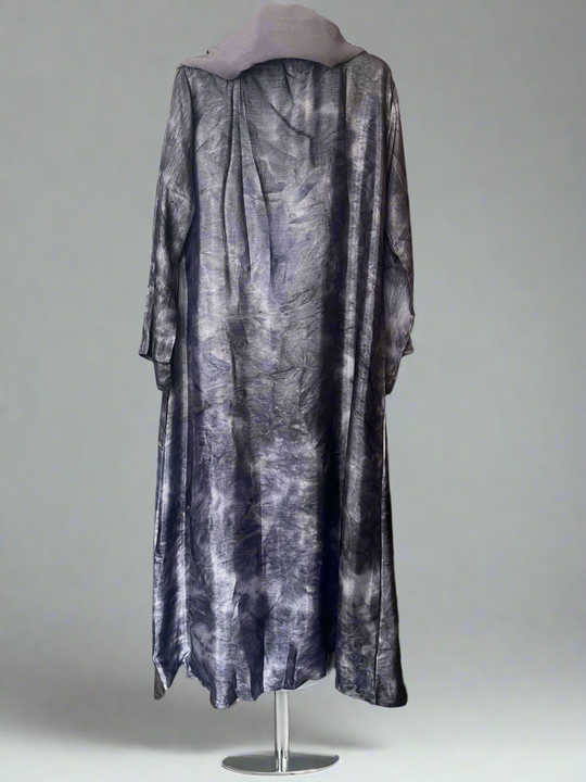 Marble Print Abaya set in Midnight Shade