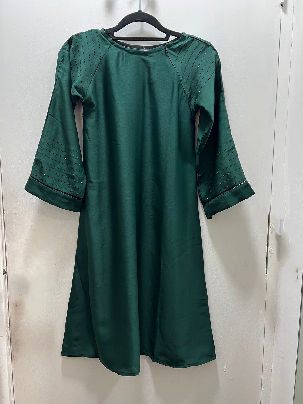Girls Nida Diamanté Abaya-  Green