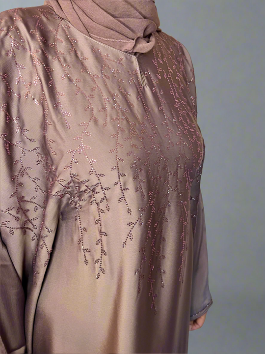 Aliyah Rhinestone Kaftan with ties  in Mauve