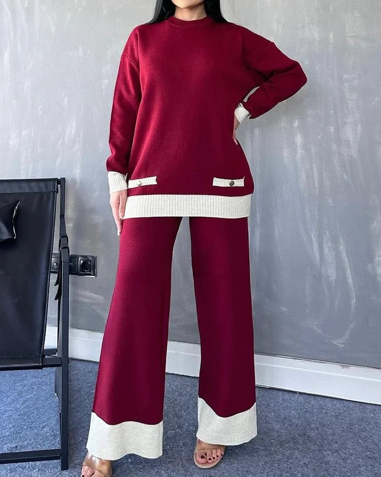 Premium Knitted Button Coords set - Maroon