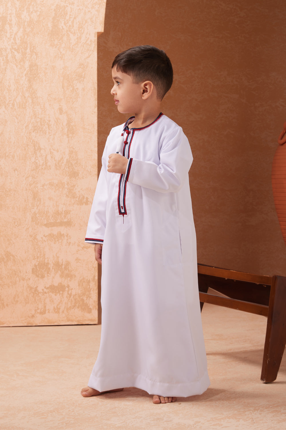 Boys Faris Omani Jubba/Thobe - white/ multi