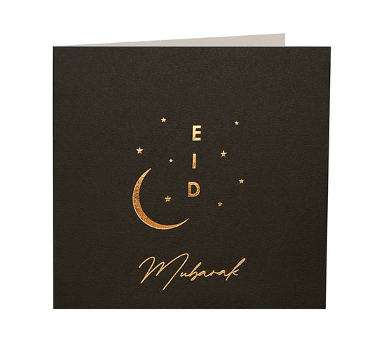 Eid Mubarak Gold Foiled Greeting Card in Black - RC 24