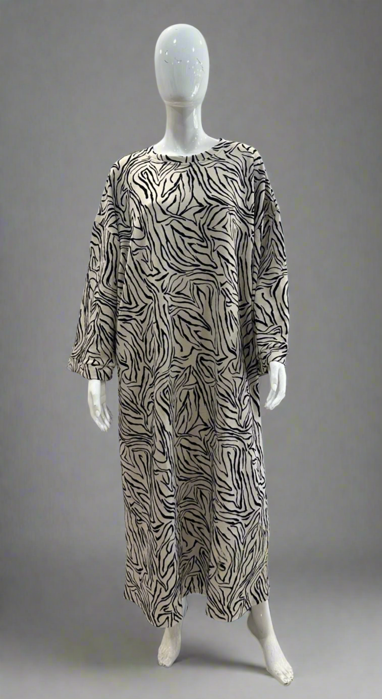 Textured Velvet Tiger Print Midaxi Dress