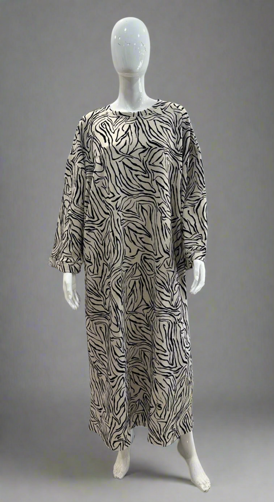 Textured Velvet Tiger Print Midaxi Dress