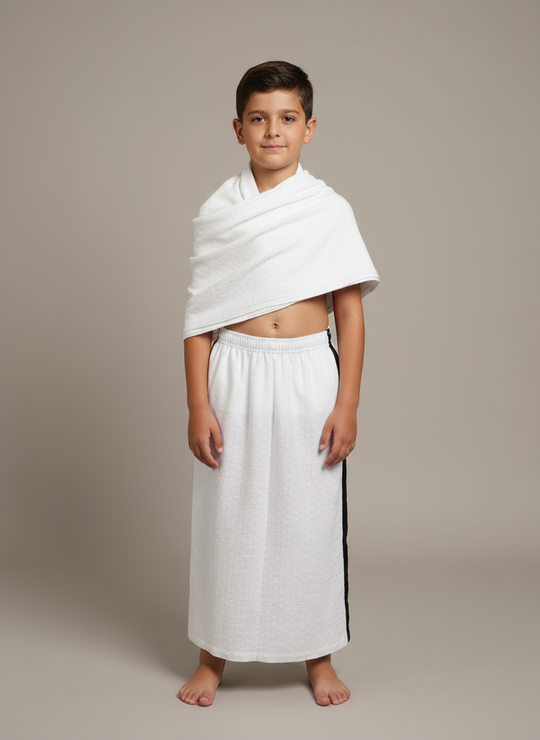 Boys 2 pc. Elasticated Waist Easy to wear Ihram from 1 to 14 years sizes - ZM