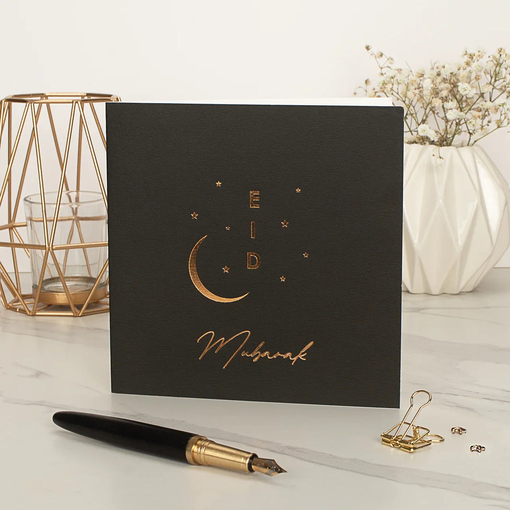 Eid Mubarak Gold Foiled Greeting Card in Black - RC 24