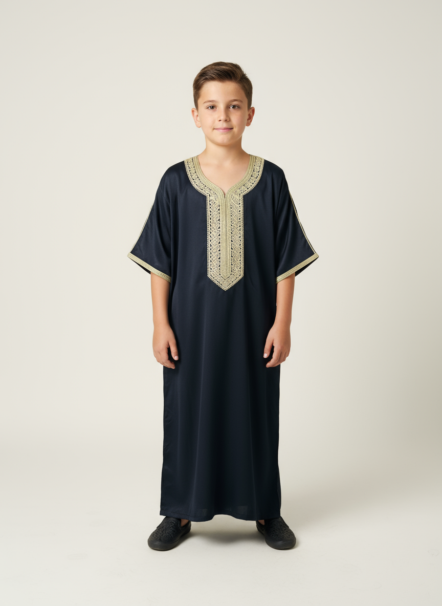 Boy’s Moroccan Thobe/Jubbah - Black