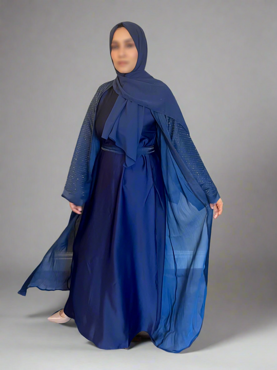 Raaina Organza Abaya Set in Blue