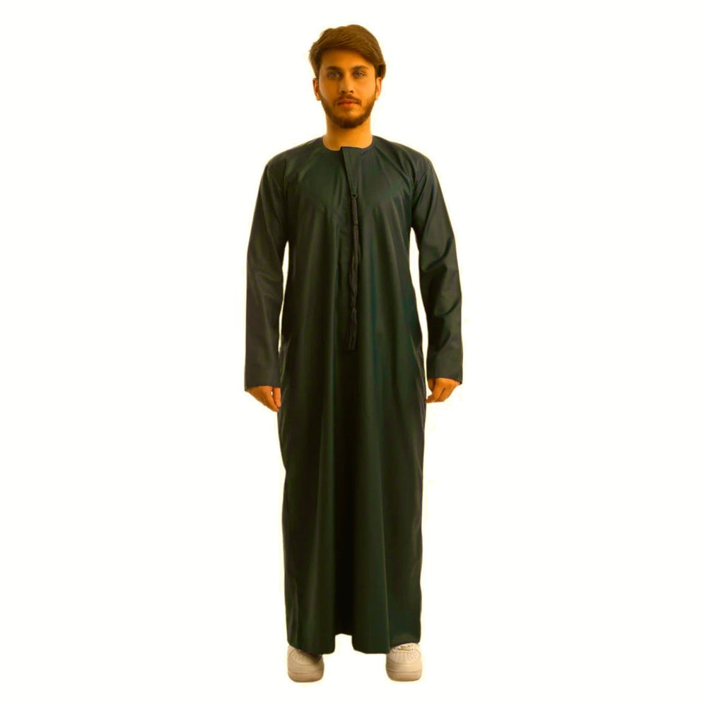 Boys Emirati Zip Thobe /Jubba in Midnight Green