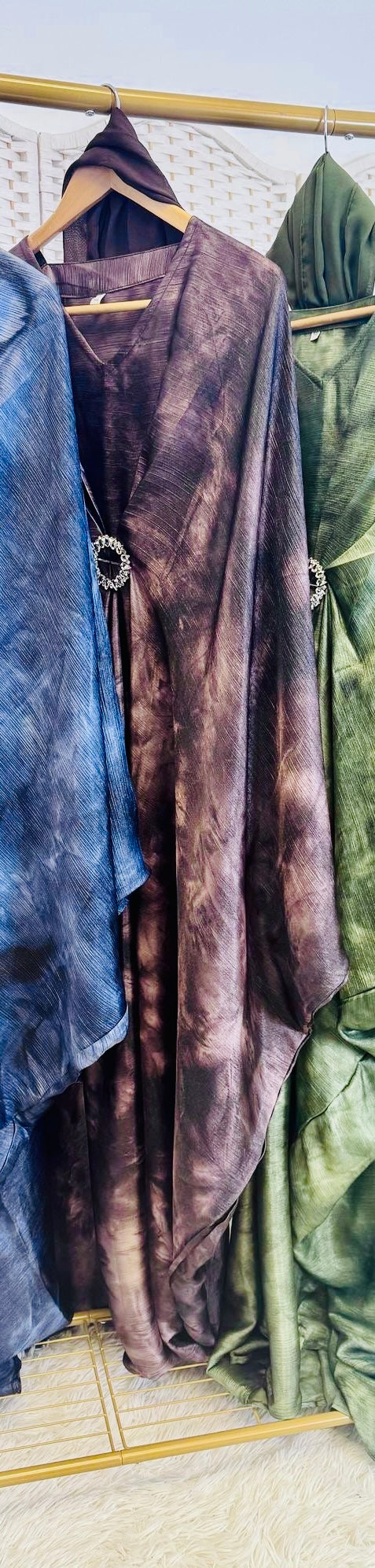 Brooch Marble Kaftan Abaya with ties