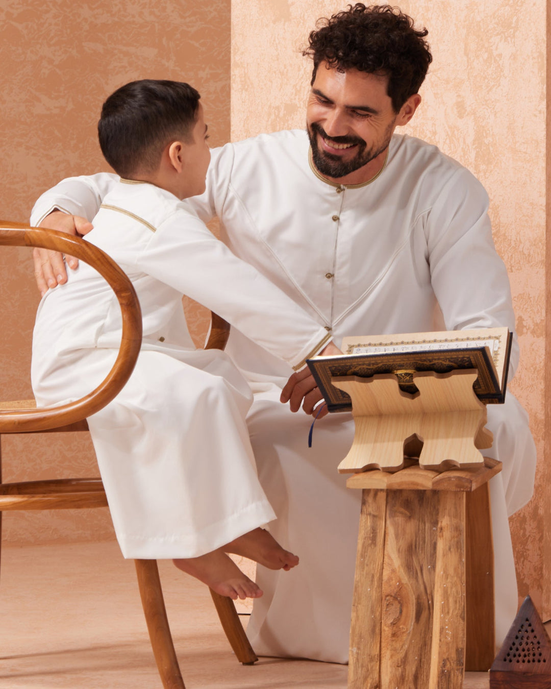 Boys Faris Emirati Jubba/Thobe - Ivory Cream with Gold