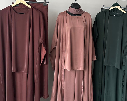 Satin kimono Abaya with Matching inner Coord Set