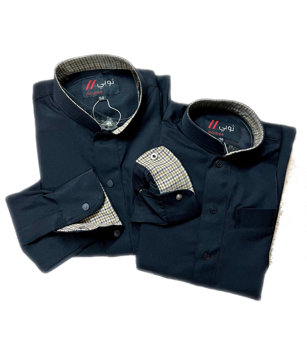 Check print Collar Men’s Thobe/ Jubbah in Black