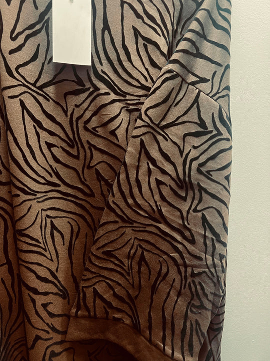 Textured Velvet Tiger Print Midaxi Dress