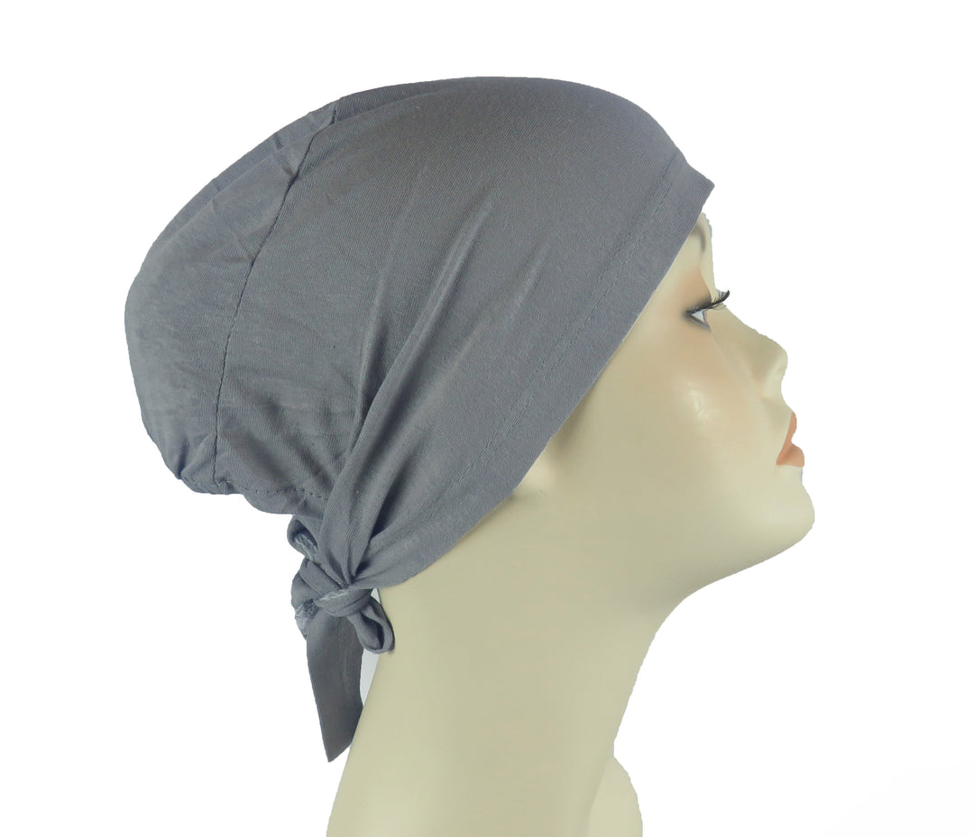 Plain Cotton tie back bonnets/ under scarf Cap - Black and Neutral shades