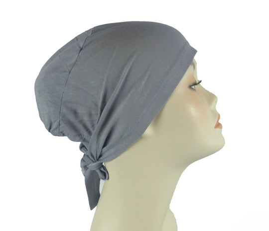 Plain Cotton tie back bonnets/ under scarf Cap - Black and Neutral shades