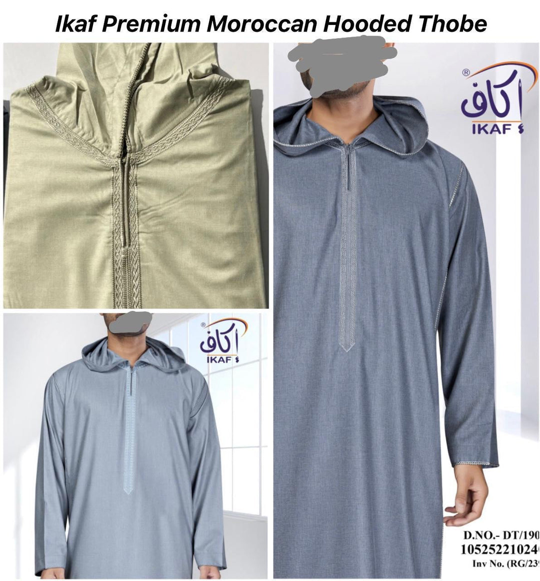 Ikaf Hooded Moroccan style Thobe/Jubba - Mix shade