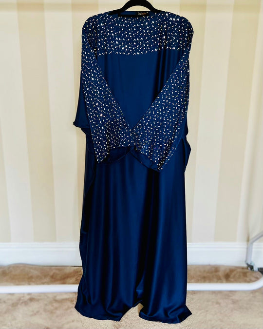 Zadina Embellished kaftan Set in Navy