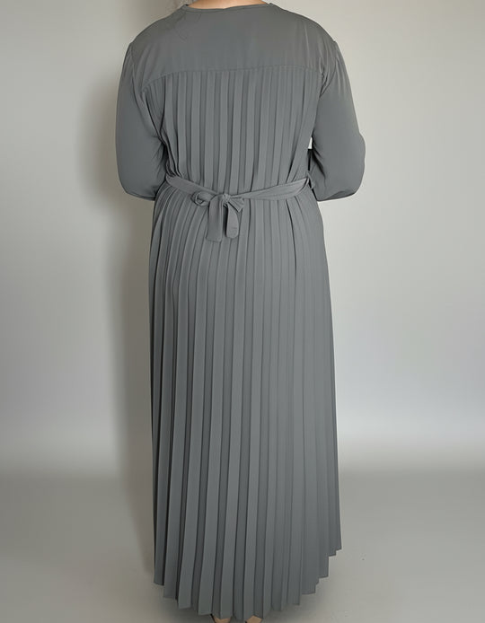 Pleated Back Dress/Abaya with Belt - Free size -