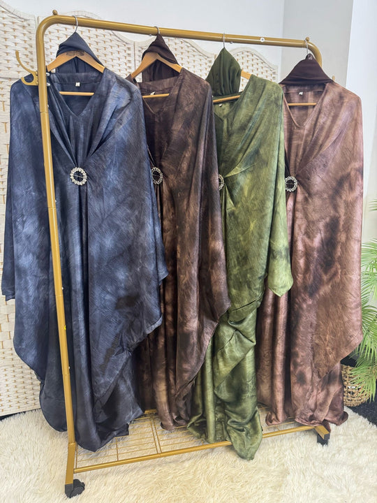 Brooch Marble Kaftan Abaya with ties