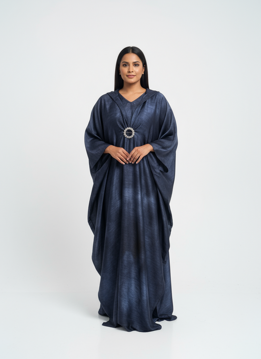 Brooch Marble Kaftan Abaya with ties