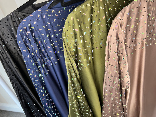 Zadina Embellished kaftan Set in Navy