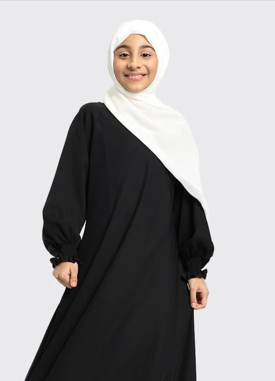Umbrella Zip Girls Abaya in Black