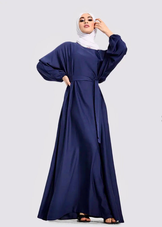 Nida Abaya with Elasticated cuffs in Blue - ZA324