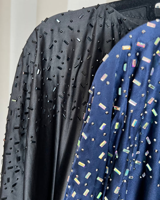 Zadina Embellished kaftan Set in Navy