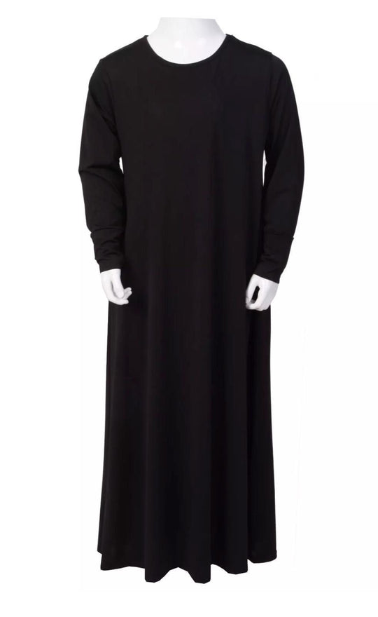 Plain Jersey Girls Abaya with pockets- Ziss Black