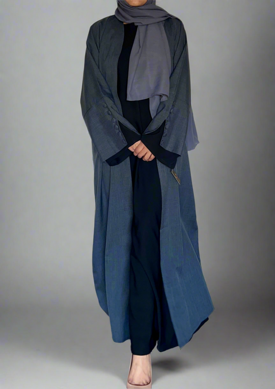 Linen Look Large Button Kimonos in Grey and Beige with matching Scarf