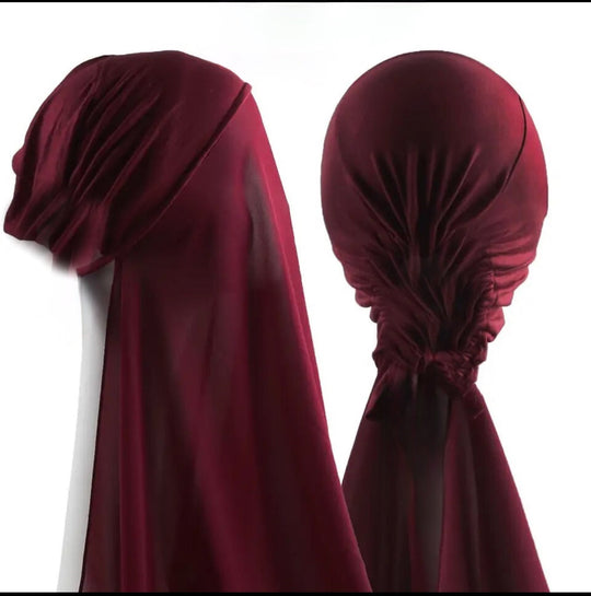 Ready made Bonnet Cap with Chiffon Hijab all in one