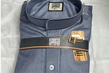 Embroidered Winter Al Aseel Thobes 
- Denim Blue Z-05/2