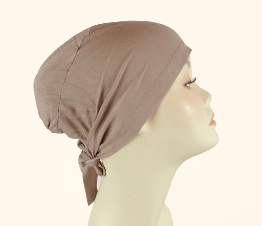 Plain Cotton tie back bonnets/ under scarf Cap - Black and Neutral shades