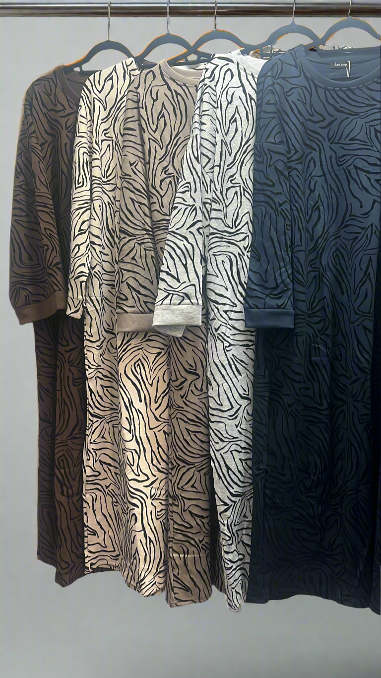 Textured Velvet Tiger Print Midaxi Dress