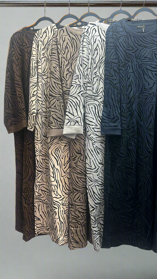 Textured Velvet Tiger Print Midaxi Dress