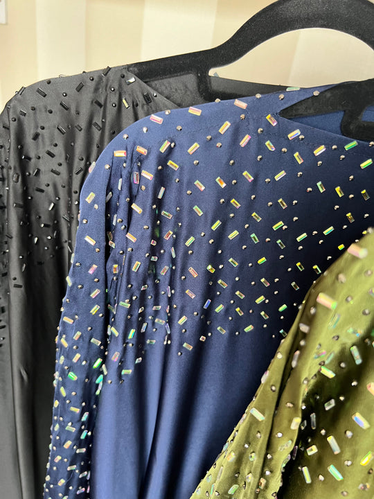 Zadina Embellished kaftan Set in Navy