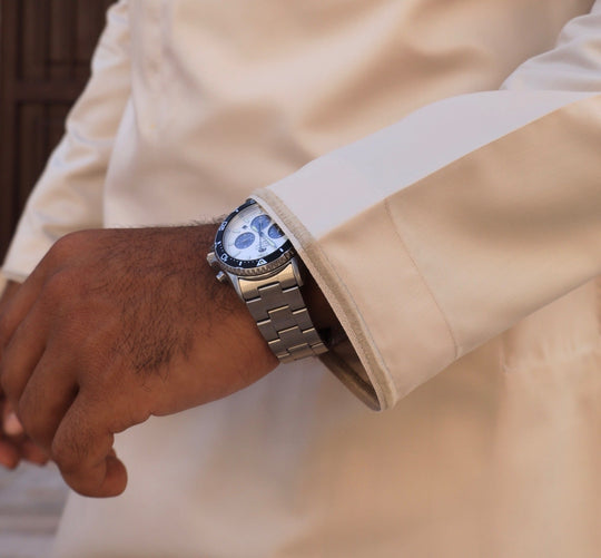 Premium Sand Beige Emirati Thobe With Embroidery by Al Aniq