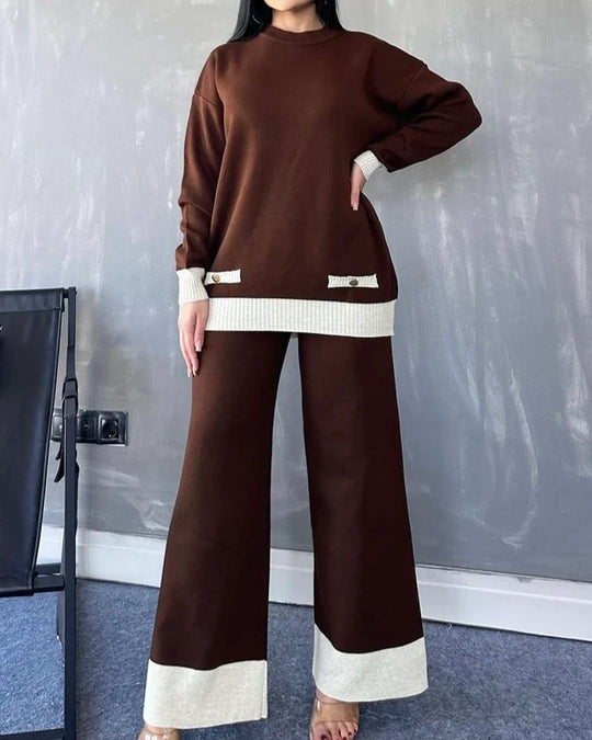 Premium Knitted Button Coords set - Brown