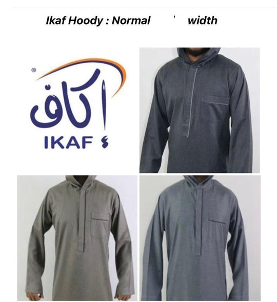 Ikaf Hooded winter Thobe/Jubba - Mix shade