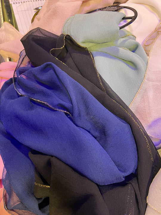 Gold edged light Crushed Scarf/ Hijab