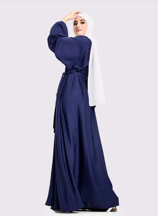 Nida Abaya with Elasticated cuffs in Blue - ZA324