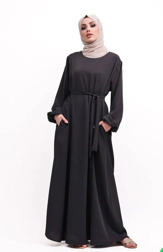 Nida Abaya with Elasticated cuffs ZD- Black