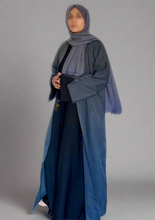 Linen Look Large Button Kimonos in Grey and Beige with matching Scarf