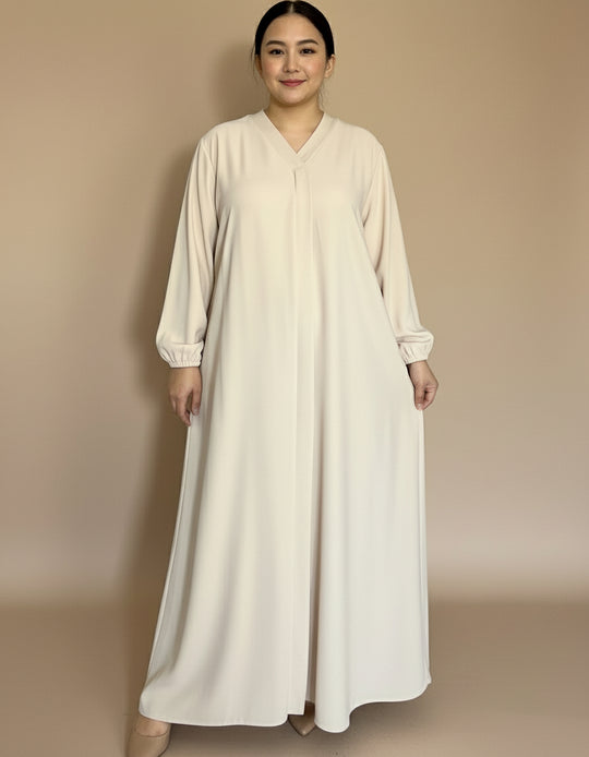 Pleated Back Dress/Abaya with Belt - Free size -