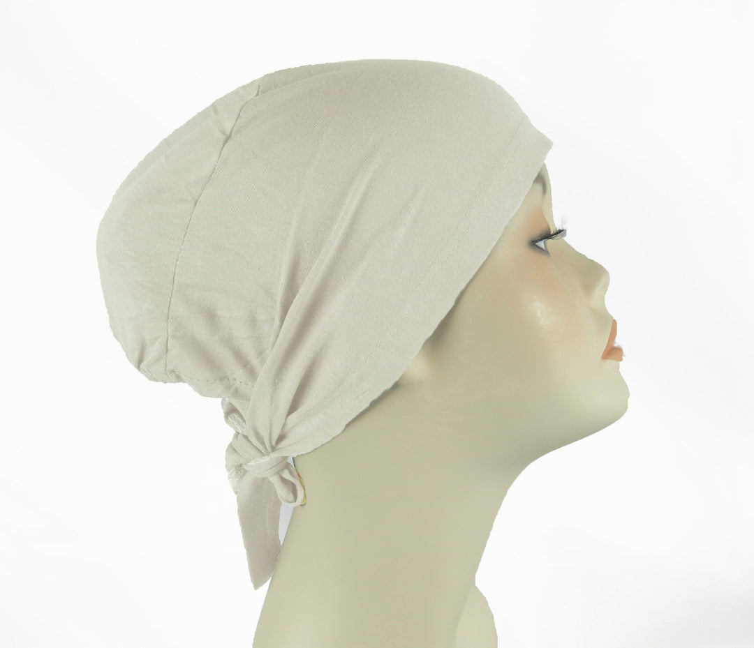 Plain Cotton tie back bonnets/ under scarf Cap - Black and Neutral shades