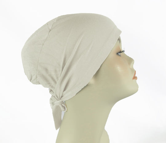 Plain Cotton tie back bonnets/ under scarf Cap - Black and Neutral shades