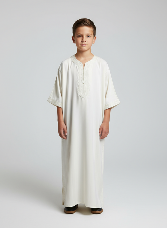 Boy’s Moroccan Thobe/Jubbah - Cream