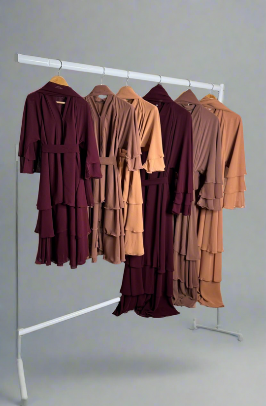 Chiffon Princess Dress Abaya in Coral Rose